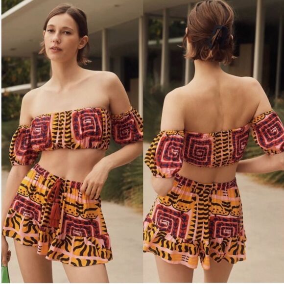 NWT Anthropologie João Incerti  The Cecy Set in Yellow Motif Size L NEW Boho - Picture 1 of 12